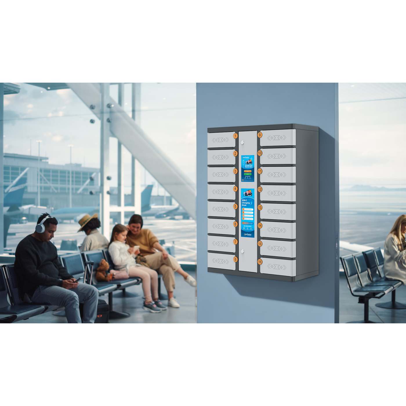 Kiosk Manhattan 181334 na ścianie w poczekalni terminala pasażerskiego