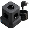 Techly 622946 — kostka zasilająca: kostka z gniazdami, portami USB i przewodem