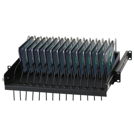 Techly 107753 — półka rack: urządzenia ustawione w przegrodach półki