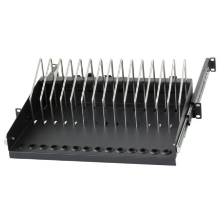 Techly 107753 — półka rack: półka z prowadnicami — widok pod kątem